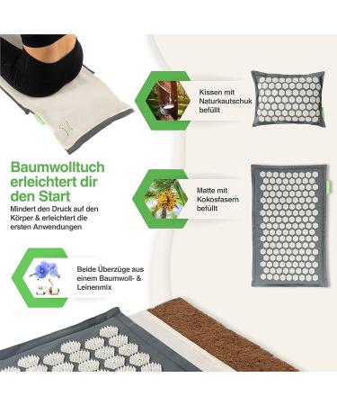 Buy Backlaxx Acupressure Mat & Pillow for Neck & Shoulder Relief | Gray Massage Mat for Relaxation | International Shipping Available - Buy Online on GoSupps.com
