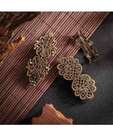 Vintage Flower Hair Barrettes Set - 6 Piece Retro French Hair Clips for Women and Girls - Buy Online on GoSupps.com
