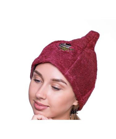 Ger3as 7 Colors Sauna Hat Women and Men 100% Cotton with Embroidery Wellness Hat Premium Quality Bordo
