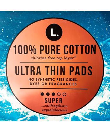 Ultra Thin Unscented Pads with Wings - Super Absorbency 42 Ct - 100% Pure Cotton - Chlorine Free Top Layer - Buy Online on GoSupps.com