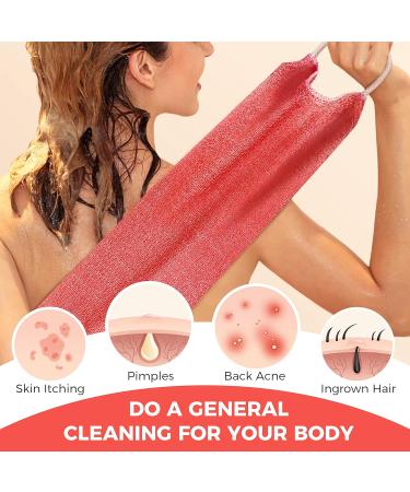 ZOMCHI 2 Pack Back Scrubber for Shower Towel - Exfoliating Body Scrubber with Handles for Deep Cleansing and Skin Massage - Men & Women - Buy Online on GoSupps.com