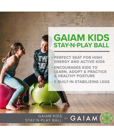 Gaiam Kids Stay-N-Play Balance Ball Chair - Blue 52cm | Active Classroom Desk Seating with Stability Legs | Includes Air Pump | Flexible School Chair - Buy Online on GoSupps.com