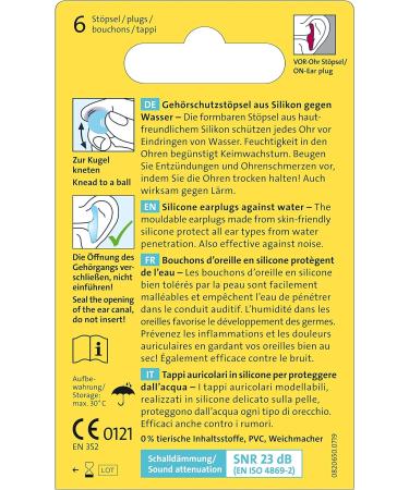 Ohropax Silicone Aqua Earplugs - Waterproof Pre-Ear Plugs for Swimming (6 Pieces) - Skin-Friendly Protection - Buy Online on GoSupps.com