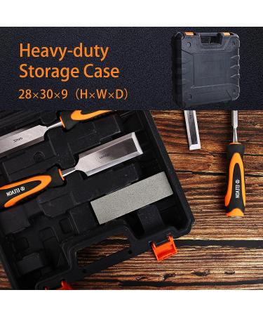 Elevon 10pcs Wood Chisel Set 6pcs Wood Chisel Heat-Treated Cr-V Alloy Blades with1 Honing Guide and 1 Sharpening Stone and 2 Carpenter Pencils for Woodworking - Buy Online on GoSupps.com