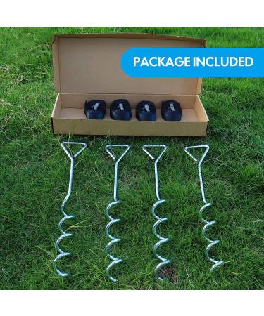 High Wind Galvanized Steel Trampoline Anchors Kit - 4Pcs, 15.8inch Ground Anchors for 15ft, 14ft, 12ft, 10ft Trampoline - Heavy Duty Accessories - Buy Online on GoSupps.com