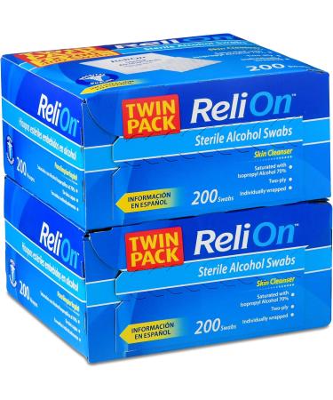 ReliOn Sterile Alcohol Swabs 200 Count - Disinfectant Wipes for Medical & Personal Use - Buy Online on GoSupps.com