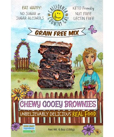Clean Keto Chewy Gooey Brownie Mix by California Country Gal | Low Carb | Paleo | 100% Grain Free | Gluten Free | Lectin Free | No Added Sugars | 6.6oz