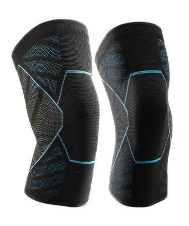 Knee Brace Sleeves 2 Pack Joint Protection and Support Knee Compression Sleeve for Knee Pain Fit for Men and Women - Non-Slip Knee Support for Running Basketball Weightlifting - L