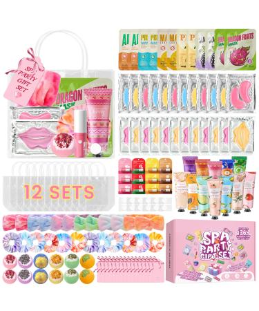 136Pcs Spa Party Supplies Set - 12 Spa Day Kits with Face/Lip/Eye/Hand/Foot Care Party Favors for Sleepovers Birthdays Slumber Party & Relaxation All Skin Types Safe