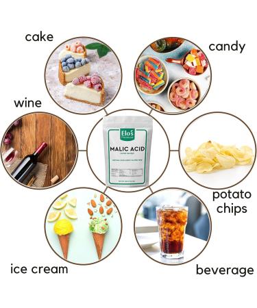 Malic Acid Powder by Elo s Premium (100 g) Packaged in CANADA Gluten Free Food Grade Natural Sour Agent for Candy Wine Potato Chips Recipes and More - Buy Online on GoSupps.com