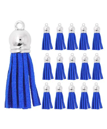 Mandala Crafts Faux Leather Suede Tassel with Loop for Keychains, Jewelry Making, Bookmarks, Books, Gifts, Pillows (Blue, 1.5 Inches 100 PCs) Blue 1.5 Inches 100 PCs