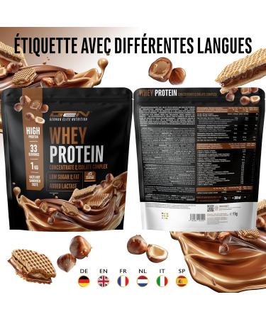 Elite Whey Protein en poudre - 1000 g Sandwich aux noisettes. - avec whey isolat - jusqu' 23 g de prot ines par portion - instantan ment soluble - avec lactase BCAA & EAA - Buy Online on GoSupps.com