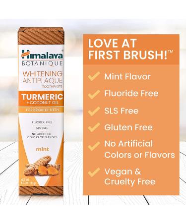 Himalaya Whitening Antiplaque Toothpaste with Turmeric & Coconut Oil - Mint Flavor, 4 oz - Buy Online on GoSupps.com