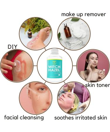 Witch Hazel (8oz) | Alcohol-Free Skin Toner Non-Toxic and Pure| Great Colorless & Odorless | Natural Astringent to Soothes Skin| Cleansing Agent Bottled in Canada| Multiple Uses| Amriel Co. - Buy Online on GoSupps.com