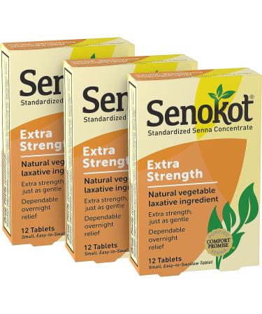 Senokot Extra Strength 12 Tablets - Natural Vegetable Laxative for Gentle Overnight Relief of Occasional Constipation - 12 Count Pack - Buy Online on GoSupps.com