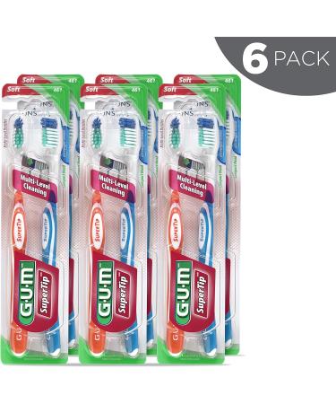 GUM Compact Soft Bristle Toothbrush Twin Pack - 6ct, Super Tip, Pack of 6 - Buy Online on GoSupps.com