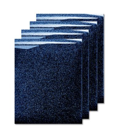 MiPremium Glitter Heat Transfer Vinyl HTV Iron On Vinyl (Pack of 4 Sheets) for T Shirts Sports Clothing Other Garments & Fabrics Easy to Cut Press & Apply Blue Glitter Ironon Vinyl (Navy Blue)