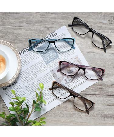 Stylish Women's Cat Eye Reading Glasses 4-Pack with Cases - Lightweight Frame, Spring Hinge - 2.0x Magnification - Buy Online on GoSupps.com