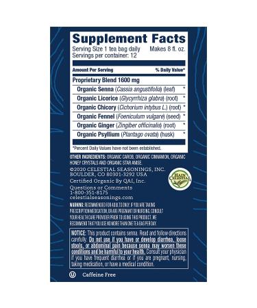 Celestial Seasonings Senna Laxative Tea - Organic Carob & Licorice, Caffeine-Free, 12 Bags - Buy Online on GoSupps.com