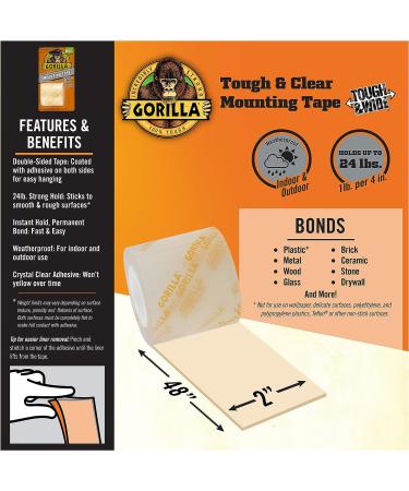 Gorilla Tough & Wide  Heavy Duty Double Sided Mounting Tape  2 x 48  Clear  (Pack of 1) 1 - Pack - Buy Online on GoSupps.com