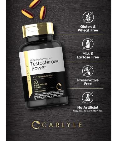Carlyle Testosterone Power for Men | 60 Non-GMO Rapid Release Softgels | Gluten Free Supplement for Optimal Performance - Buy Online on GoSupps.com