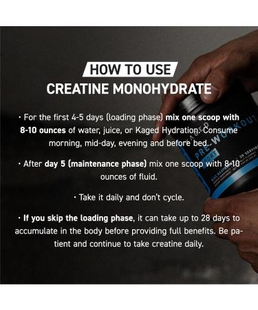 Kaged Creatine Monohydrate Micronized Powder | Unflavored | Muscle Building & Recovery | 5000 mg Per Serving | Vegan Gluten Free Easily Digestible | Supplements for Men & Women | 100 Servings Creatine Monohydrate (100 Ser  - Buy Online on GoSupps.com