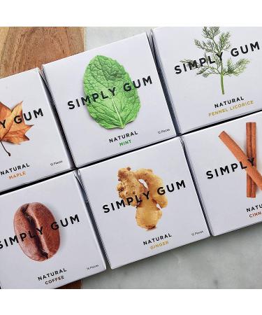 Simply Gum Variety Pack - Peppermint, Cinnamon, Ginger, Fennel, Maple, Coffee | Synthetic & Aspartame Free, Non-GMO Assorted Original - Buy Online on GoSupps.com