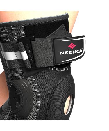 NEENCA Professional Knee Brace for Knee Pain Hinged Knee Support with Patented X-Strap Fixing System Strong Stability for Pain Relief Arthritis Meniscus Tear ACL PCL MCL Runner Sport Workout Black - Single Medium - Buy Online on GoSupps.com
