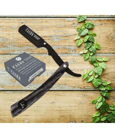 100 Blades + Facn Professional Wooden Straight Edge Barber Razor - High-Quality Salon Shavette - Buy Online on GoSupps.com