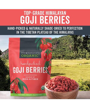 Viva Naturals Organic Dried Goji Berries - Non-GMO, Vegan, 1 lb | Perfect for Baking & Healthy Snacks - Buy Online on GoSupps.com