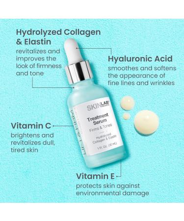 Skin Lab Lift and Firm Treatment Serum - Hydrolyzed Collagen & Elastin, Vitamins C & E - 1 Oz - Buy Online on GoSupps.com