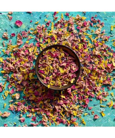 Edible 'Pixie Blush' Yellow Marigold Pink Rose with Blue Cornflower Dried Flower Petal Mix - 50g - Food Grade - Culinary - Cake - Bake - Decoration (312) - Buy Online on GoSupps.com