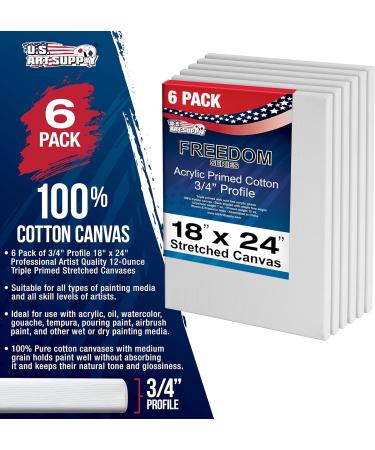 U.S. Art Supply 18x24 Stretched Canvas 6-Pack - Professional Grade, Primed, Heavy-Weight Blank Canvas for Acrylic, Oil, Pouring - Acid-Free Bulk Pack - Buy Online on GoSupps.com