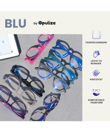 Opulize Blu Reading Glasses - Blue Light Filter 2-Pack Court Frame Feder Hinges for Men & Women +2.50 Dioptria Pink/Purple - Improve Sleep & Gaming Comfort - Buy Online on GoSupps.com