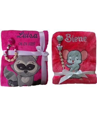 Personalized Baby Blanket & Pacifier Band | Custom Embroidered Baptism Gifts for Girls | Wuff-Dogsworld - Buy Online on GoSupps.com