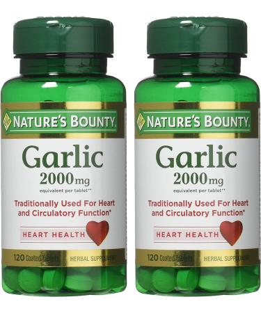 Nature's Bounty Garlic 2000mg, 240 Coated Tablets (2 Pack) - 2 Bottles of 120 Tablets - Buy Online on GoSupps.com