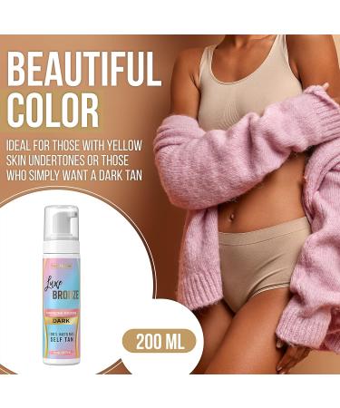 Self Tanner Dark Mousse - Fast-Acting Streak-Free Natural Glow | Anti-Cellulite Aloe Vera & Coconut Infused Vegan & Cruelty-Free - 6.7 Fl Oz - Buy Online on GoSupps.com