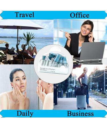 Rintal ZKSM Travel Bottles Set - 6 Empty Cosmetic Containers with Labels Funnel & Straw for Liquids - Perfect for Water & Emulsions (Blue & Transparent) - Buy Online on GoSupps.com