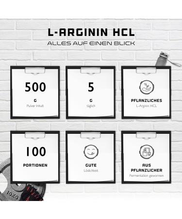 L-Arginine HCL 500g - Premium Vegan Powder Optimal Solubility Pure & Additive-Free Laboratory Tested Arginine Amino Acid - International Shipping Available - Buy Online on GoSupps.com