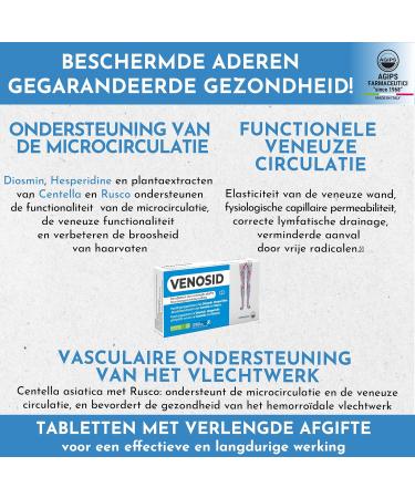 AGIPS FARMACEUTICI DIOSMINE + HESPERIDINE 400 mg Supplement for Microcirculation Venosid 30 Tablets for Plexus Microcirculation Legs Varicose Veins Swollen Legs Cracked Capillaries Agips - Buy Online on GoSupps.com