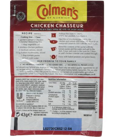 Colman's Chicken Chasseur Recipe Mix 43g - Buy Online on GoSupps.com