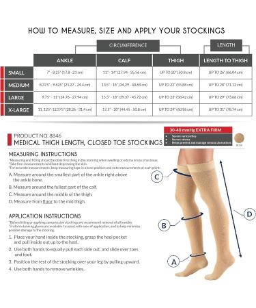 Truform 30-40 mmHg Compression Stockings for Men and Women Thigh High Length Closed Toe Beige Medium - Buy Online on GoSupps.com