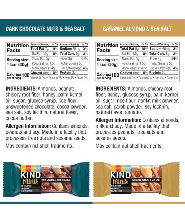 KIND Bar Minis Variety Pack - Dark Chocolate Nuts & Sea Salt/Caramel Almond & Sea Salt | 80 Count, 100 Calories, Gluten-Free | 56oz (Pack of 1) - Buy Online on GoSupps.com