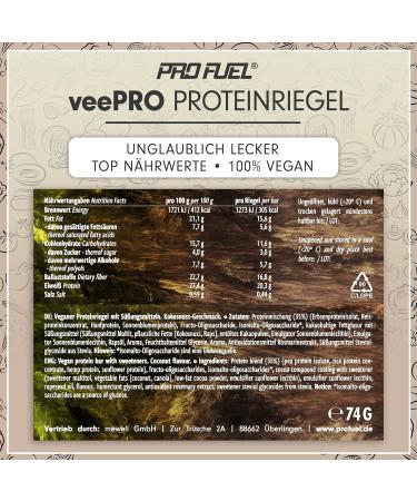 Buy Vegan Protein Bar Coconut 12x74g - 20g Protein High Fiber Low Carb | 100% Gluten-Free & Tasty VePro Protein Snack - Buy Online on GoSupps.com