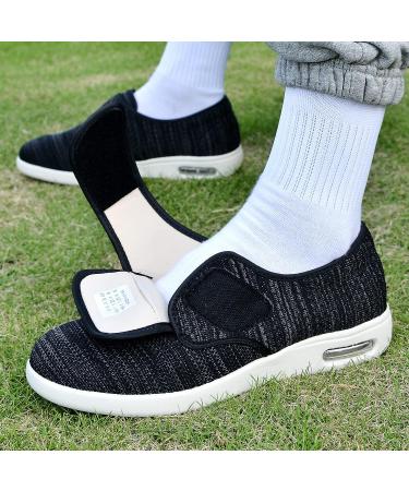 Womens Wide Width Diabetic Shoes with Adjustable Closure - Non-Slip Lightweight Mesh Sneakers for Elderly - Ideal for Edema, Plantar Fasciitis, Bunions - 8 Wide Black Gray - Buy Online on GoSupps.com
