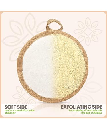 Almooni Premium Egyptian Exfoliating Loofah Pad Body Scrubber - Round Shape - Natural Egyptian Shower Sponge - 2 Pack - Buy Online on GoSupps.com