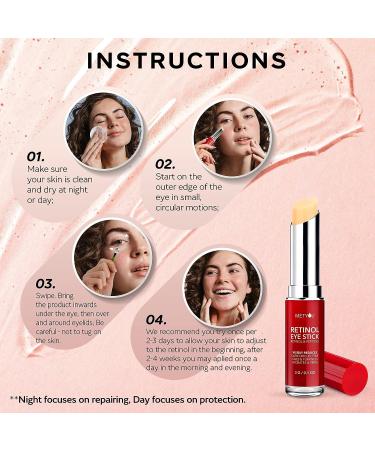 Retinol Eye Stick - Cooling & Brightening Cream for Dark Circles, Puffiness & Bags - with Peptides & 5% Hyaluronic Acid - SPF 30+ - 0.1oz - Buy Online on GoSupps.com