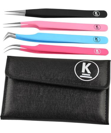 K-Pro Eyelash Extension Tweezers Set - Precision Tools for False Eyelashes & Cosmetics in Stylish Case | International Shipping Available - Buy Online on GoSupps.com