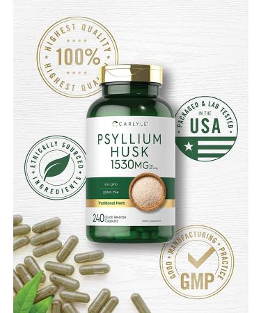 Carlyle Psyllium Husk Capsules 1530mg - 240 Capsules - High Potency Fiber Supplement - Non-GMO & Gluten Free - Buy Online on GoSupps.com