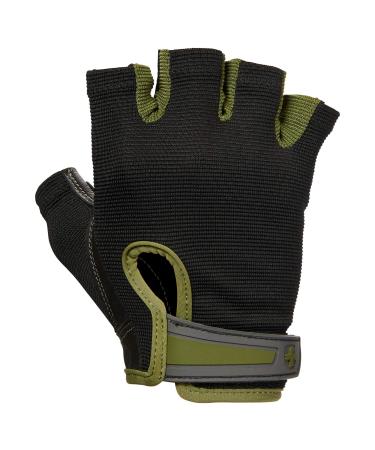 Harbinger Power Non-Wristwrap Workout Weightlifting Gloves with StretchBack Mesh and Leather Palm Men's Large Green